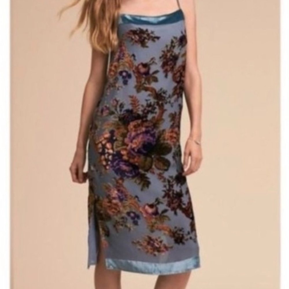 Anthropologie BHLDN Carlson Velvet Burnout Vintage Style Slip Dress Small